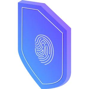 Isometric 3D Privacy Security Shield With Fingerprint Modern Free Illustration