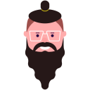 Bearded Geeky Face In Glasses And Hair Bun Free Illustration