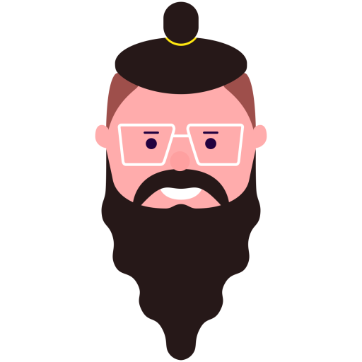 Bearded Geeky Face In Glasses And Hair Bun Free Illustration