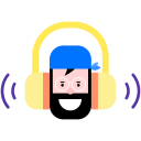 Bearded Man Listening To Music On Headphones Free Illustration