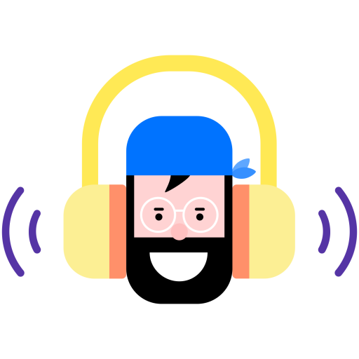 Bearded Man Listening To Music On Headphones Free Illustration